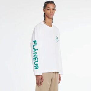 FLANEUR - Flower Doodle Long Sleeve T-Shirt in White